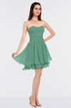 ColsBM Makenna Beryl Green Glamorous A-line Strapless Sleeveless Mini Beaded Bridesmaid Dresses