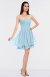 ColsBM Makenna Ice Blue Glamorous A-line Strapless Sleeveless Mini Beaded Bridesmaid Dresses