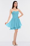 ColsBM Makenna Light Blue Glamorous A-line Strapless Sleeveless Mini Beaded Bridesmaid Dresses