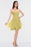 ColsBM Makenna Misted Yellow Glamorous A-line Strapless Sleeveless Mini Beaded Bridesmaid Dresses