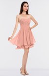 ColsBM Makenna Peach Glamorous A-line Strapless Sleeveless Mini Beaded Bridesmaid Dresses
