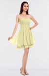 ColsBM Makenna Soft Yellow Glamorous A-line Strapless Sleeveless Mini Beaded Bridesmaid Dresses