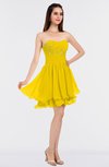 ColsBM Makenna Yellow Glamorous A-line Strapless Sleeveless Mini Beaded Bridesmaid Dresses