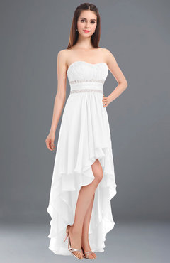 ColsBM Cynthia White Elegant A-line Strapless Sleeveless Zip up Floor Length Bridesmaid Dresses