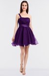 ColsBM Lucille Amaranth Purple Princess Ball Gown Asymmetric Neckline Zip up Mini Ruching Bridesmaid Dresses