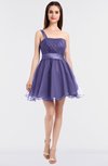ColsBM Lucille Aster Purple Princess Ball Gown Asymmetric Neckline Zip up Mini Ruching Bridesmaid Dresses