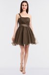 ColsBM Lucille Bronze Brown Princess Ball Gown Asymmetric Neckline Zip up Mini Ruching Bridesmaid Dresses