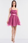 ColsBM Lucille Carnation Pink Princess Ball Gown Asymmetric Neckline Zip up Mini Ruching Bridesmaid Dresses