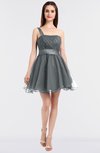ColsBM Lucille Frost Grey Princess Ball Gown Asymmetric Neckline Zip up Mini Ruching Bridesmaid Dresses