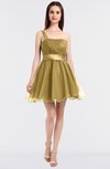 ColsBM Lucille Gold Princess Ball Gown Asymmetric Neckline Zip up Mini Ruching Bridesmaid Dresses