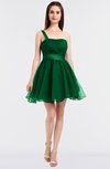 ColsBM Lucille Green Princess Ball Gown Asymmetric Neckline Zip up Mini Ruching Bridesmaid Dresses