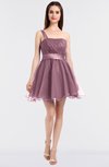 ColsBM Lucille Light Coral Princess Ball Gown Asymmetric Neckline Zip up Mini Ruching Bridesmaid Dresses