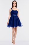 ColsBM Lucille Nautical Blue Princess Ball Gown Asymmetric Neckline Zip up Mini Ruching Bridesmaid Dresses