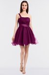ColsBM Lucille Raspberry Princess Ball Gown Asymmetric Neckline Zip up Mini Ruching Bridesmaid Dresses