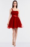 ColsBM Lucille Red Princess Ball Gown Asymmetric Neckline Zip up Mini Ruching Bridesmaid Dresses
