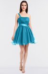 ColsBM Lucille River Blue Princess Ball Gown Asymmetric Neckline Zip up Mini Ruching Bridesmaid Dresses