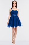 ColsBM Lucille Royal Blue Princess Ball Gown Asymmetric Neckline Zip up Mini Ruching Bridesmaid Dresses