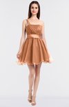 ColsBM Lucille Salmon Princess Ball Gown Asymmetric Neckline Zip up Mini Ruching Bridesmaid Dresses