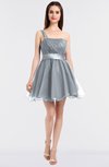 ColsBM Lucille Silver Princess Ball Gown Asymmetric Neckline Zip up Mini Ruching Bridesmaid Dresses