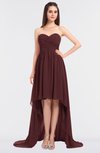 ColsBM Skye Burgundy Sexy A-line Strapless Zip up Sweep Train Ruching Bridesmaid Dresses