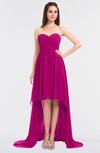 ColsBM Skye Hot Pink Sexy A-line Strapless Zip up Sweep Train Ruching Bridesmaid Dresses