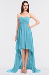 ColsBM Skye Light Blue Sexy A-line Strapless Zip up Sweep Train Ruching Bridesmaid Dresses