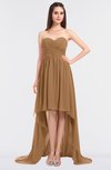 ColsBM Skye Light Brown Sexy A-line Strapless Zip up Sweep Train Ruching Bridesmaid Dresses