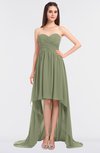 ColsBM Skye Moss Green Sexy A-line Strapless Zip up Sweep Train Ruching Bridesmaid Dresses