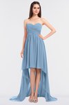 ColsBM Skye Sky Blue Sexy A-line Strapless Zip up Sweep Train Ruching Bridesmaid Dresses