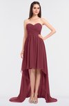 ColsBM Skye Wine Sexy A-line Strapless Zip up Sweep Train Ruching Bridesmaid Dresses