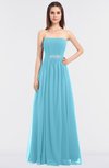 ColsBM Lexi Light Blue Elegant Bateau Sleeveless Zip up Floor Length Appliques Bridesmaid Dresses