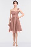 ColsBM Emelia Coral Almond Elegant A-line Sleeveless Zip up Knee Length Ruching Bridesmaid Dresses