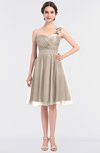 ColsBM Emelia Cream Tan Elegant A-line Sleeveless Zip up Knee Length Ruching Bridesmaid Dresses