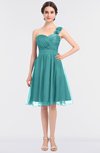 ColsBM Emelia Lake Blue Elegant A-line Sleeveless Zip up Knee Length Ruching Bridesmaid Dresses