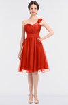 ColsBM Emelia Mandarin Red Elegant A-line Sleeveless Zip up Knee Length Ruching Bridesmaid Dresses