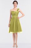 ColsBM Emelia Muted Lime Elegant A-line Sleeveless Zip up Knee Length Ruching Bridesmaid Dresses