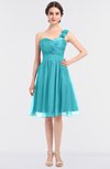 ColsBM Emelia Turquoise Elegant A-line Sleeveless Zip up Knee Length Ruching Bridesmaid Dresses