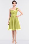 ColsBM Emelia Wax Yellow Elegant A-line Sleeveless Zip up Knee Length Ruching Bridesmaid Dresses