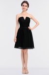ColsBM Julissa Black Glamorous Strapless Sleeveless Zip up Knee Length Ruching Bridesmaid Dresses