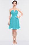 ColsBM Julissa Blue Radiance Glamorous Strapless Sleeveless Zip up Knee Length Ruching Bridesmaid Dresses
