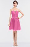 ColsBM Julissa Carnation Pink Glamorous Strapless Sleeveless Zip up Knee Length Ruching Bridesmaid Dresses
