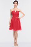ColsBM Julissa Coral Glamorous Strapless Sleeveless Zip up Knee Length Ruching Bridesmaid Dresses