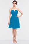 ColsBM Julissa Cornflower Blue Glamorous Strapless Sleeveless Zip up Knee Length Ruching Bridesmaid Dresses
