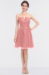 ColsBM Julissa Flamingo Pink Glamorous Strapless Sleeveless Zip up Knee Length Ruching Bridesmaid Dresses