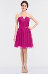 ColsBM Julissa Hot Pink Glamorous Strapless Sleeveless Zip up Knee Length Ruching Bridesmaid Dresses