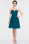 ColsBM Julissa Midnight Blue Glamorous Strapless Sleeveless Zip up Knee Length Ruching Bridesmaid Dresses
