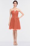 ColsBM Julissa Persimmon Orange Glamorous Strapless Sleeveless Zip up Knee Length Ruching Bridesmaid Dresses