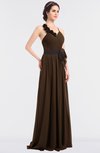 ColsBM Ivanna Chocolate Brown Elegant A-line Halter Sleeveless Floor Length Flower Bridesmaid Dresses