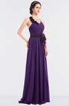 ColsBM Ivanna Dark Purple Elegant A-line Halter Sleeveless Floor Length Flower Bridesmaid Dresses