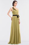 ColsBM Ivanna Gold Elegant A-line Halter Sleeveless Floor Length Flower Bridesmaid Dresses